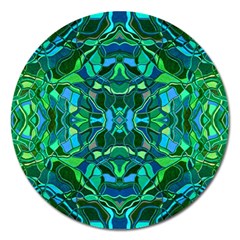 Abstract #8   I   Blues & Greens 6000 Magnet 5  (round) by KesaliSkyeArt