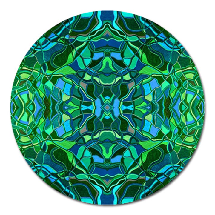 Abstract #8   I   Blues & Greens 6000 Magnet 5  (Round)