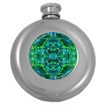 Abstract #8   I   Blues & Greens 6000 Round Hip Flask (5 oz) Front