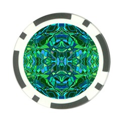 Abstract #8   I   Blues & Greens 6000 Poker Chip Card Guard by KesaliSkyeArt