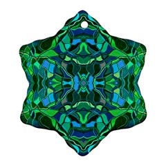 Abstract #8   I   Blues & Greens 6000 Snowflake Ornament (two Sides) by KesaliSkyeArt