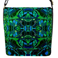 Abstract #8   I   Blues & Greens 6000 Flap Closure Messenger Bag (s) by KesaliSkyeArt