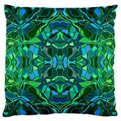 Abstract #8   I   Blues & Greens 6000 Large Flano Cushion Case (two Sides) by KesaliSkyeArt