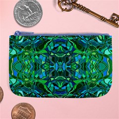 Abstract #8   I   Blues & Greens 6000 Large Coin Purse by KesaliSkyeArt