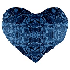 Abstract #8   I   Blues 6000 Large 19  Premium Flano Heart Shape Cushions by KesaliSkyeArt