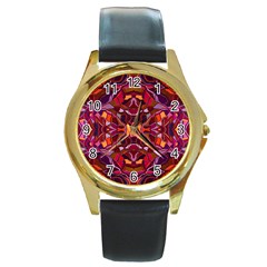 Abstract #8   I   Carmine 6000 Round Gold Metal Watch by KesaliSkyeArt