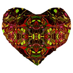 Abstract #8   I   Autumn 6000 Large 19  Premium Flano Heart Shape Cushions by KesaliSkyeArt