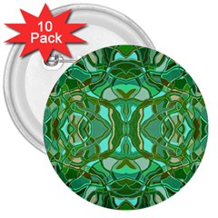 Abstract #8   Aqua Jungle 6000 3  Buttons (10 Pack)  by KesaliSkyeArt