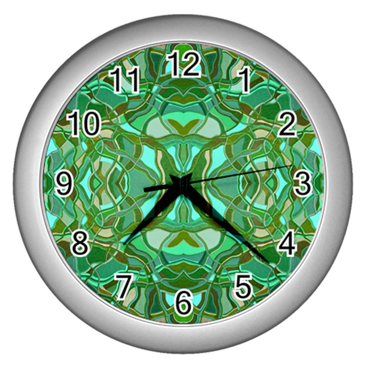 Abstract #8   Aqua Jungle 6000 Wall Clock (Silver)