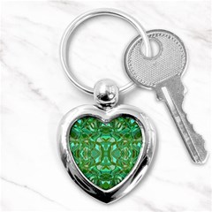 Abstract #8   Aqua Jungle 6000 Key Chains (heart)  by KesaliSkyeArt