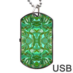 Abstract #8   Aqua Jungle 6000 Dog Tag Usb Flash (two Sides) by KesaliSkyeArt