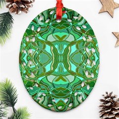 Abstract #8   Aqua Jungle 6000 Ornament (oval Filigree)