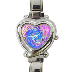 Cool Abstract Pink Blue And Yellow Twirl Liquid Art Heart Italian Charm Watch