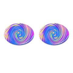 Cool Abstract Pink Blue And Yellow Twirl Liquid Art Cufflinks (oval) by myrubiogarden