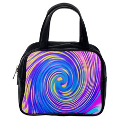 Cool Abstract Pink Blue And Yellow Twirl Liquid Art Classic Handbag (one Side) by myrubiogarden