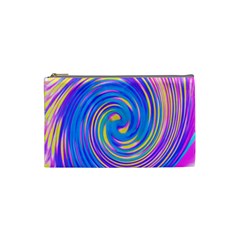 Cool Abstract Pink Blue And Yellow Twirl Liquid Art Cosmetic Bag (small)