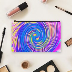 Cool Abstract Pink Blue And Yellow Twirl Liquid Art Cosmetic Bag (medium)