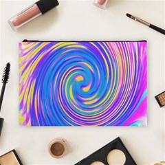 Cool Abstract Pink Blue And Yellow Twirl Liquid Art Cosmetic Bag (large)