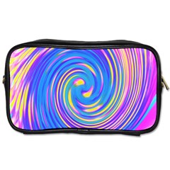 Cool Abstract Pink Blue And Yellow Twirl Liquid Art Toiletries Bag (one Side) by myrubiogarden