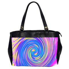 Cool Abstract Pink Blue And Yellow Twirl Liquid Art Oversize Office Handbag (2 Sides) by myrubiogarden