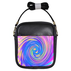 Cool Abstract Pink Blue And Yellow Twirl Liquid Art Girls Sling Bag