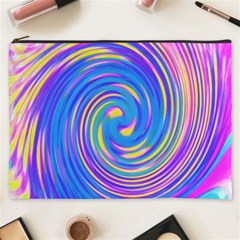 Cool Abstract Pink Blue And Yellow Twirl Liquid Art Cosmetic Bag (xxxl) by myrubiogarden