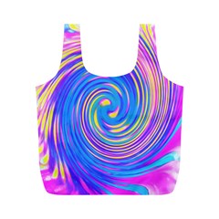 Cool Abstract Pink Blue And Yellow Twirl Liquid Art Full Print Recycle Bag (m)