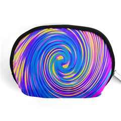 Cool Abstract Pink Blue And Yellow Twirl Liquid Art Accessory Pouch (medium) by myrubiogarden