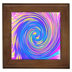 Cool Abstract Pink Blue And Yellow Twirl Liquid Art Framed Tiles by myrubiogarden