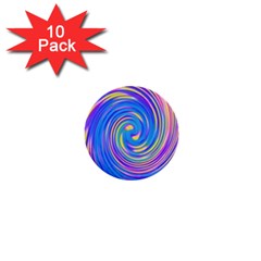 Cool Abstract Pink Blue And Yellow Twirl Liquid Art 1  Mini Buttons (10 Pack)  by myrubiogarden