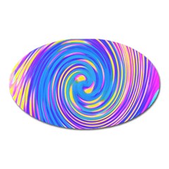 Cool Abstract Pink Blue And Yellow Twirl Liquid Art Oval Magnet by myrubiogarden