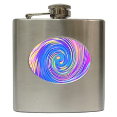 Cool Abstract Pink Blue And Yellow Twirl Liquid Art Hip Flask (6 Oz)