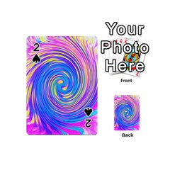 Cool Abstract Pink Blue And Yellow Twirl Liquid Art Playing Cards 54 (mini) by myrubiogarden