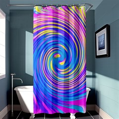 Cool Abstract Pink Blue And Yellow Twirl Liquid Art Shower Curtain 36  X 72  (stall)  by myrubiogarden