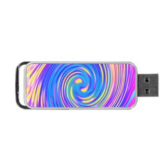 Cool Abstract Pink Blue And Yellow Twirl Liquid Art Portable Usb Flash (two Sides) by myrubiogarden