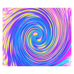 Cool Abstract Pink Blue And Yellow Twirl Liquid Art Double Sided Flano Blanket (small)  by myrubiogarden