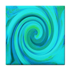 Groovy Cool Abstract Aqua Liquid Art Swirl Painting Tile Coasters by myrubiogarden