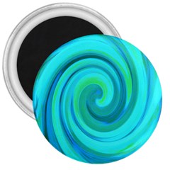 Groovy Cool Abstract Aqua Liquid Art Swirl Painting 3  Magnets by myrubiogarden