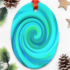 Groovy Cool Abstract Aqua Liquid Art Swirl Painting Ornament (oval)