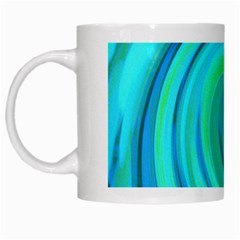 Groovy Cool Abstract Aqua Liquid Art Swirl Painting White Mugs by myrubiogarden