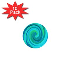 Groovy Cool Abstract Aqua Liquid Art Swirl Painting 1  Mini Buttons (10 Pack) 