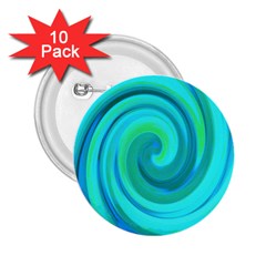 Groovy Cool Abstract Aqua Liquid Art Swirl Painting 2 25  Buttons (10 Pack)  by myrubiogarden