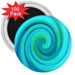 Groovy Cool Abstract Aqua Liquid Art Swirl Painting 3  Magnets (100 pack) Front