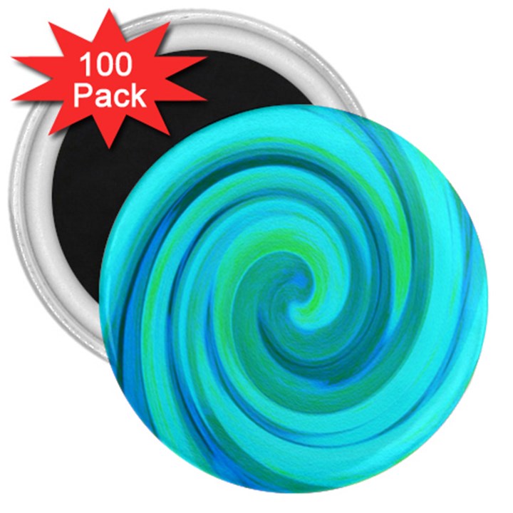 Groovy Cool Abstract Aqua Liquid Art Swirl Painting 3  Magnets (100 pack)