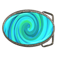 Groovy Cool Abstract Aqua Liquid Art Swirl Painting Belt Buckles