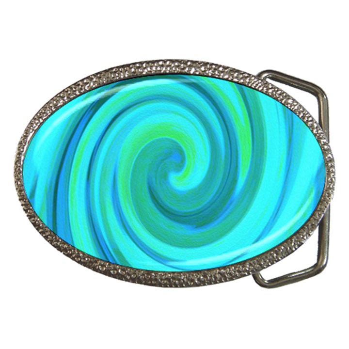 Groovy Cool Abstract Aqua Liquid Art Swirl Painting Belt Buckles