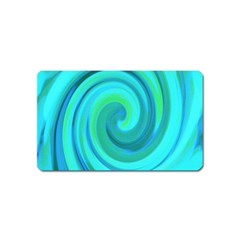 Groovy Cool Abstract Aqua Liquid Art Swirl Painting Magnet (name Card) by myrubiogarden