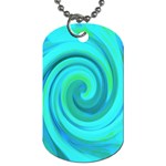 Groovy Cool Abstract Aqua Liquid Art Swirl Painting Dog Tag (Two Sides) Front