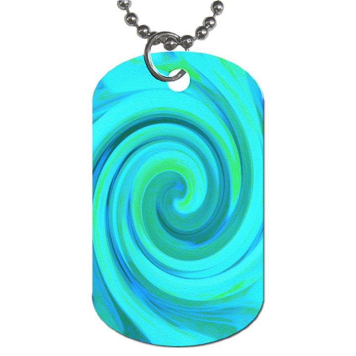 Groovy Cool Abstract Aqua Liquid Art Swirl Painting Dog Tag (Two Sides)