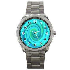 Groovy Cool Abstract Aqua Liquid Art Swirl Painting Sport Metal Watch by myrubiogarden